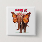 Droom groot als een Inspirerend van een olifant Vierkante Button 5,1 Cm (Voorkant)