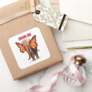 Droom groot als een Inspirerend van een olifant Vierkante Sticker