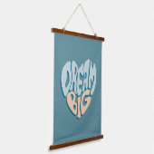 Droom groot: Blauw hart van succes Hangend Wandkleed (Gebogen)