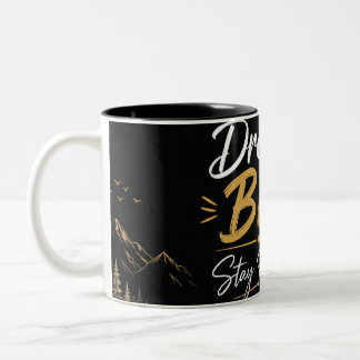 Droom groot Blijf nederig Motiverend zwart & goud Tweekleurige Koffiemok