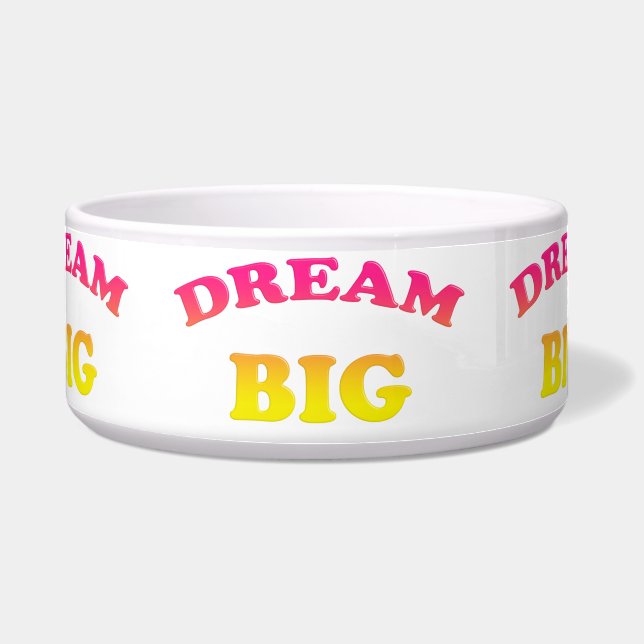 droom groot. Decoratieve verlooptekst. Voerbakje (Voorkant)