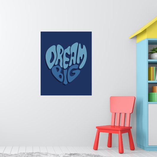 Droom Groot: Donkere Ruimte-Blauwe Citaat Poster (Kinderkamer 1)