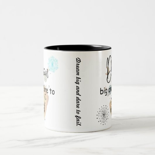 Droom groot en durf te falen tweekleurige koffiemok (Center)