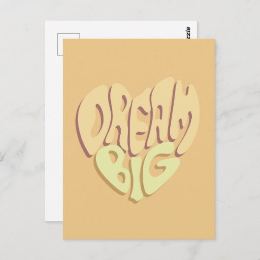 Droom groot: gele positieve woorden briefkaart (Voorkant / Achterkant)