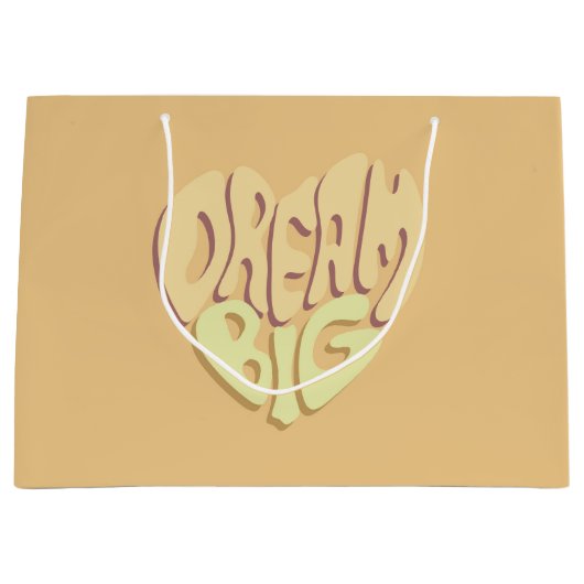 Droom groot: gele positieve woorden groot cadeauzakje (Voorkant)