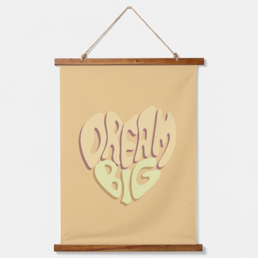 Droom groot: gele positieve woorden hangend wandkleed (Voorkant)