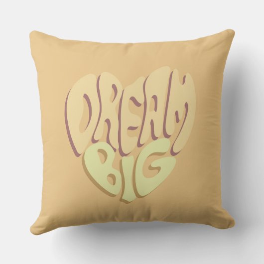 Droom groot: gele positieve woorden kussen (Achterkant)