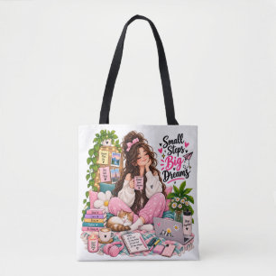 Droom Groot Gezellige Meid – Koffie, Boeken & Posi Tote Bag