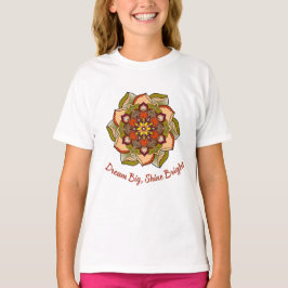 Droom groot, glans heldere kindermandala t-shirt