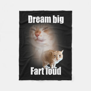 Droom groot harde scheet kat meme grappige spreuk fleece deken
