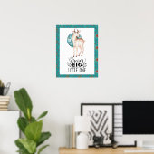 Droom groot herten boho blauwe rand poster voor de (Thuiskantoor)