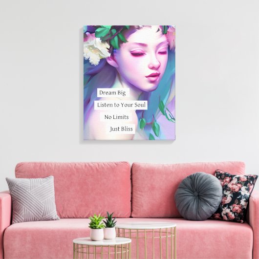 Droom groot, Inspirerend citaat voor dochter Canvas Afdruk (Insitu (Woonkamer))