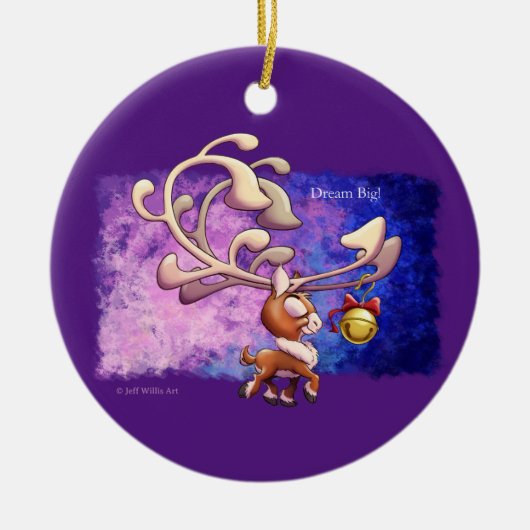 DROOM GROOT KERSTRENDIER door Jeff Willis Art Keramisch Ornament (Voorkant)