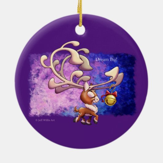 DROOM GROOT KERSTRENDIER door Jeff Willis Art Keramisch Ornament (Achterkant)