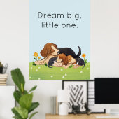 Droom groot klein een Waterverf puppy kinderkamer Poster (Thuiskantoor)
