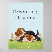 Droom groot klein een Waterverf puppy kinderkamer Poster (Voorkant)