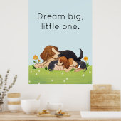 Droom groot klein een Waterverf puppy kinderkamer Poster (Keuken)
