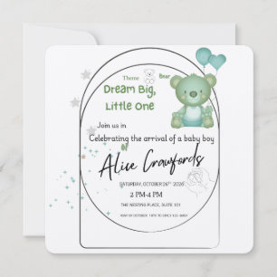 Droom groot kleine baby shower uitnodiging Teddy