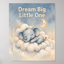 Droom groot kleine olifant kinderkamer poster