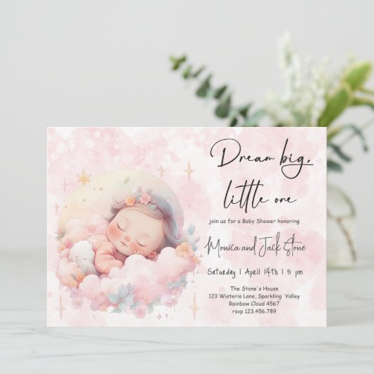 Droom groot kleintje, baby shower kaart (Staand voorkant)