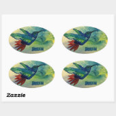 Droom groot! Kolibrie Waterverf schilderij Ovale Sticker (Vel)