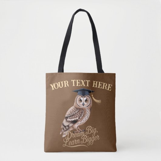 Droom Groot Leer Groter Gepersonaliseerde Uil Afst Tote Bag (Voorkant)