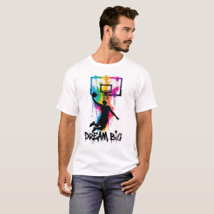 Droom Groot   Levendig Basketbal Slam Dunk Kleur  T-shirt