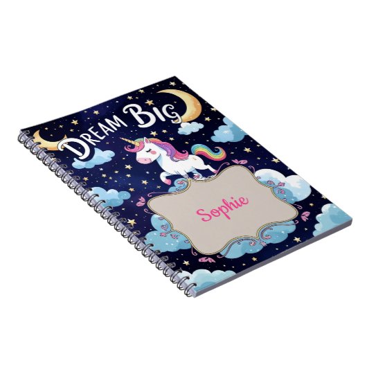 Droom groot - Magisch eenhoorn met persoonlijke bo Notitieboek (Rechterzijde)