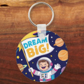 Droom groot met een kind astronaut sleutelhanger (Voorkant)