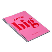 Droom groot! Modern Vet Rood - Heet Roze Typografi Notitieboek (Rechterzijde)