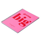 Droom groot! Modern Vet Rood - Heet Roze Typografi Notitieboek (Linkerzijde)
