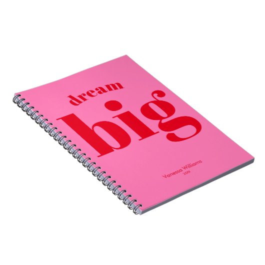 Droom groot! Modern Vette Rode - Heet Roze Typogra Notitieboek (Rechterzijde)
