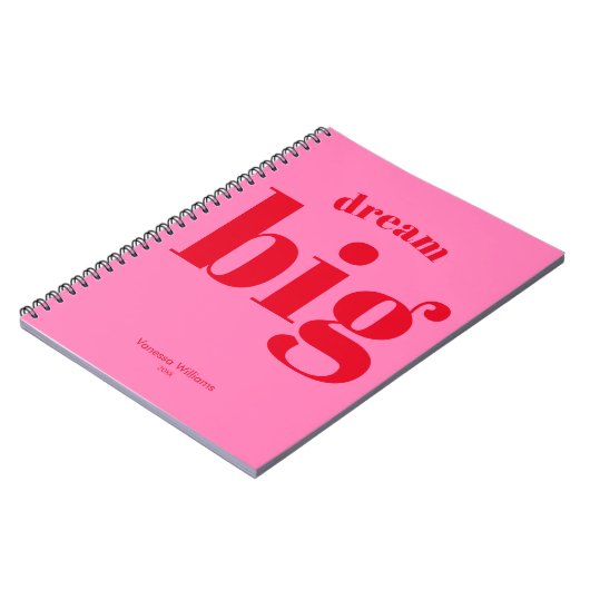Droom groot! Modern Vette Rode - Heet Roze Typogra Notitieboek (Linkerzijde)
