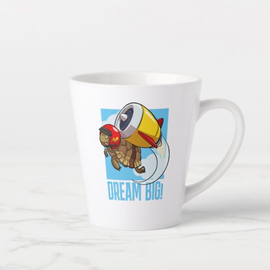 Droom groot! Motivatie dynamische schildpad Cartoo Latte Mok (Rechts)