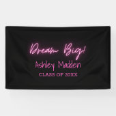 Droom groot neon roze afstudeerfeest spandoek (Horizontaal)