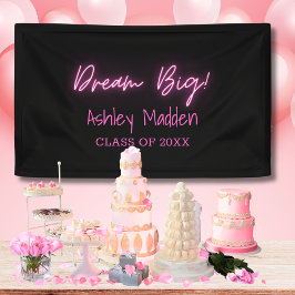 Droom groot neon roze afstudeerfeest spandoek
