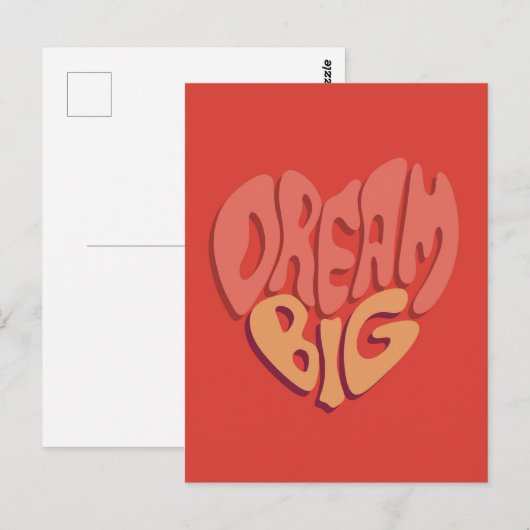Droom groot: rood hart krachtige slogan briefkaart (Voorkant / Achterkant)