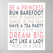 Droom groot - Roze typografie - Witte poster (Voorkant)