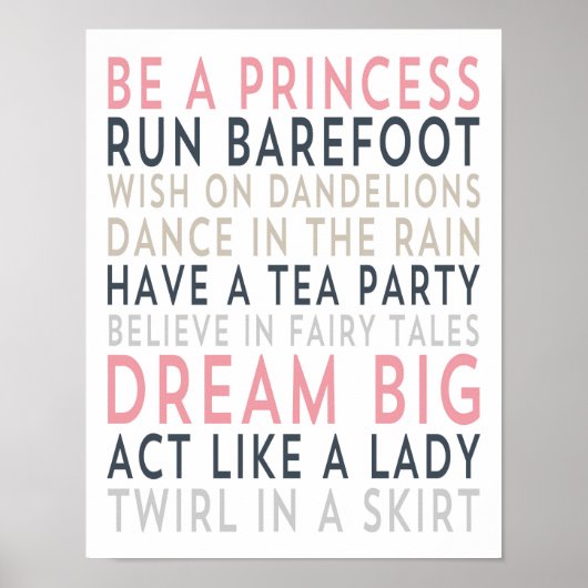 Droom groot - Roze typografie - Witte poster (Voorkant)