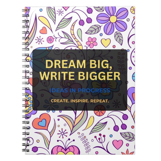 Droom groot, schrijf groter – Inspirerend Notitieboek (Voorkant)