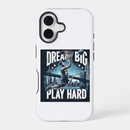 Droom groot, speel hard iPhone 16 hoesje (Achterkant)