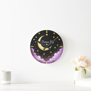 Droom groot vintage maan en sterren muur  ronde klok