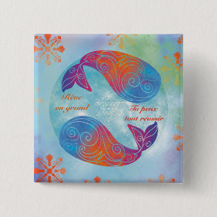 Droom groot walvis vierkante button 5,1 cm