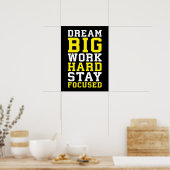 Droom groot, werk hard, blijf gefocust - Gym, druk Poster (Keuken)