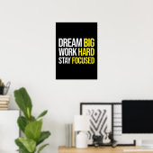Droom groot, werk hard, blijf gefocust - Gym, druk Poster (Thuiskantoor)