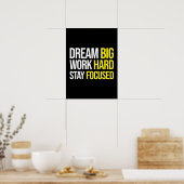 Droom groot, werk hard, blijf gefocust - Gym, druk Poster (Keuken)