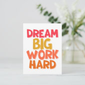 DROOM GROOT, WERK HARD BRIEFKAART (Staand voorkant)
