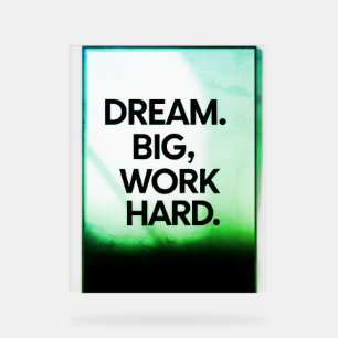 Droom Groot Werk Hard Minimalistische Motiverend Acryl Bord