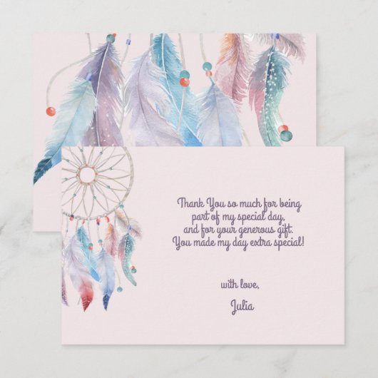 Droom Grote Boho Dreamcatcher kinderen Verjaardag Bedankkaart (Voorkant / Achterkant)