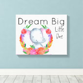Droom Grote Kleine Een Baby Meisje Olifant Canvas Afdruk (Insitu (Houten vloer))